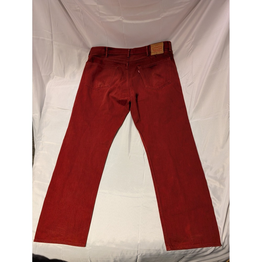 Levi Strauss 501xx Red 40×32 Denim Jeans Men`s Size Straight Leg - Picture 6 of 9